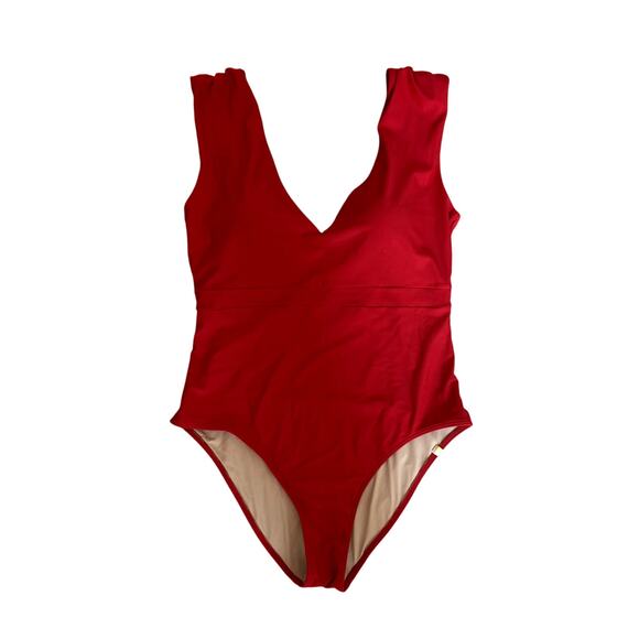 EUC Summersalt Ruched Backflip Lava Red One Piece Swimsuit Size 12 - Picture 3 of 6